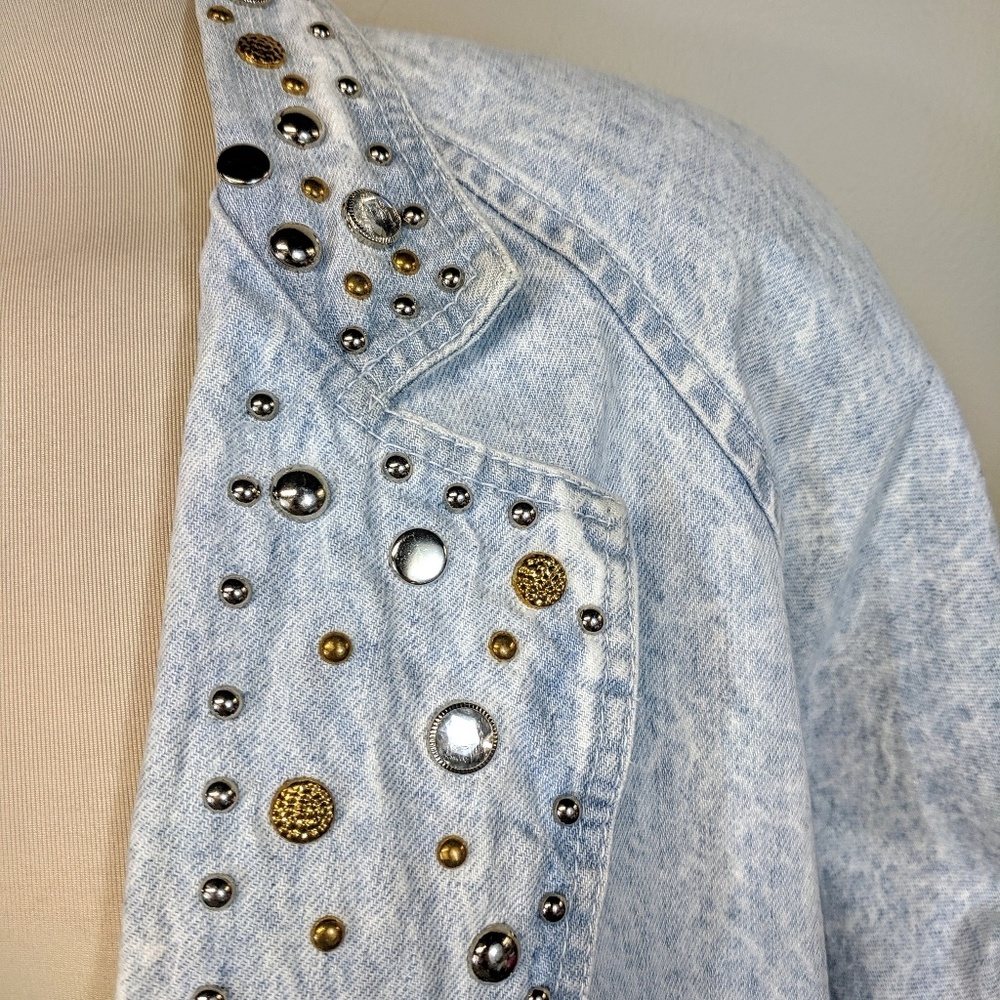 Western Glam Vintage 80's Bedazzled Jean Jacket - Picture 3 of 8